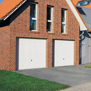 Ribbed White Steel Up-and-Over Garage Door